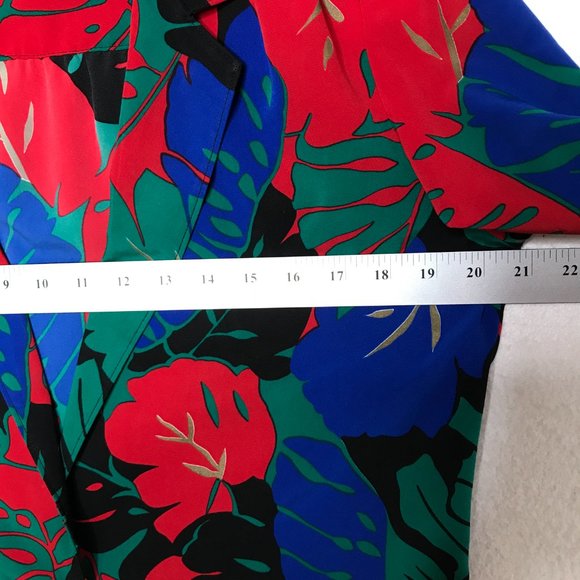 Vintage Tan F Jay Blazer Skirt Suit Tropical Pleated 8 - Picture 10 of 13